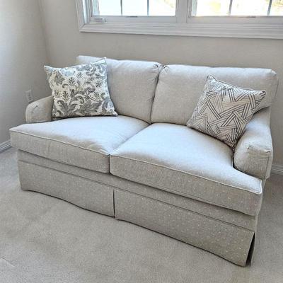 Vintage Ethan Allen Loveseat – Off-White Fabric, 62" Wide