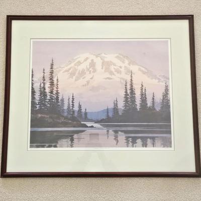 Framed Limited Edition Lithograph “Rainier Remembered” by Ann Rutter, Signed & Numbered 54/950