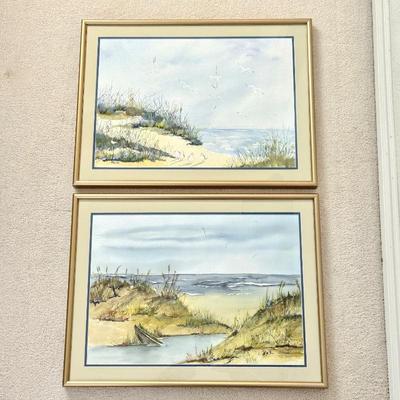 Pair of Original 24x18 Watercolor Paintings by P. Kirk