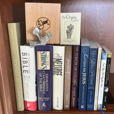  Lot of Christian Books and The Clinging Cross Sculpture