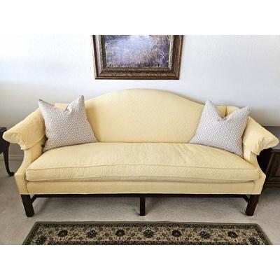  Vintage Henredon Upholstered Sofa with Carved Wood Base