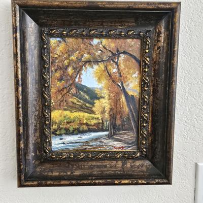  Framed Original Oil Landscape Painting Signed “Rehcop” – 13" x 15"