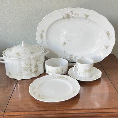 Vintage Rosenthal Dinnerware Set - White with Green Floral Pattern