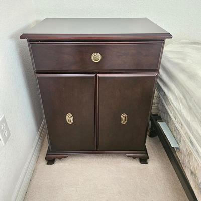 Dark Wood Nightstand with One Drawer and Lower Cabinet - Bombay Co.