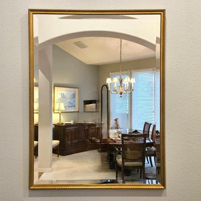  Large Gold Framed Wall Mirror Beveled Glass Heavy Weight 31.5” x 41.5”