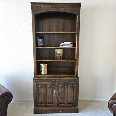  Ethan Allen Oak Bookcase with Lower Cabinet - 2-Pcs