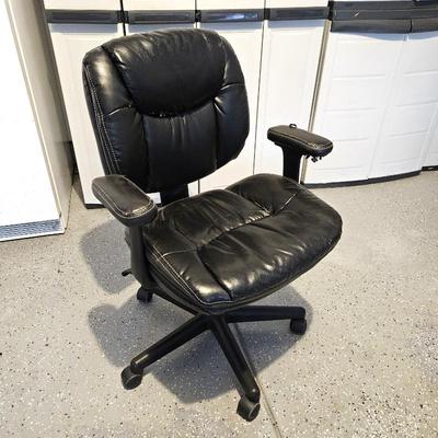 -Office Depot Black Faux Leather Office Chair with Adjustable Height