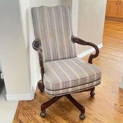 Upholstered Office Chair with Wooden Frame and Casters