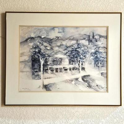  Framed Signed Lithograph “Booker T. Washington Apts.” by Artist Young 30" x 24"
