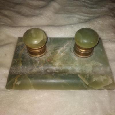 Vintage onyx double inkwell