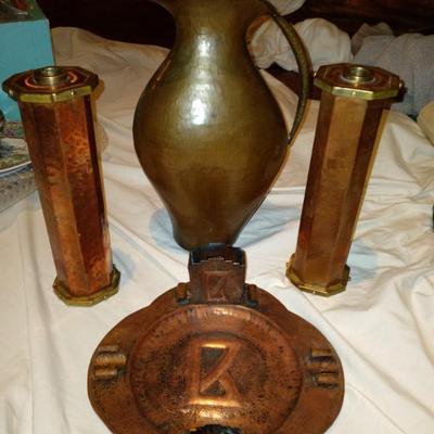 Sale Photo Thumbnail #4: Arts crafts copper bronze signed items