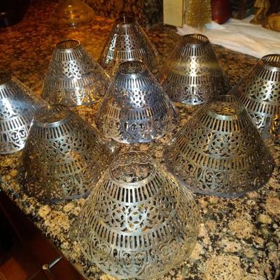 Sale Photo Thumbnail #47: 9 large gorham silver shade covers