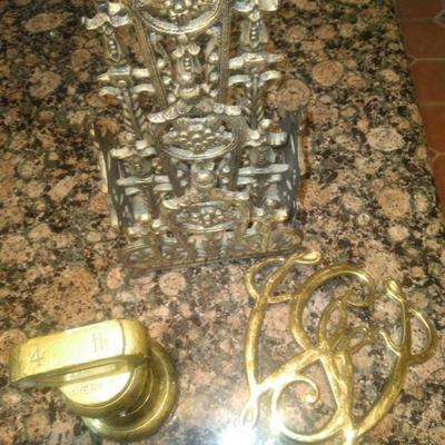 Brass virgina metal crafters heavy brass weight and cast letter holder