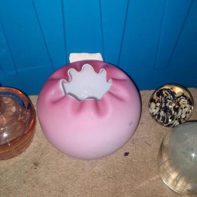 Glass paperwieghts and various items