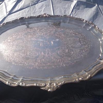 Large vintage gorham double handled silverplate tray