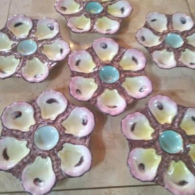 6 antique hand painted oyster plates limoges rare