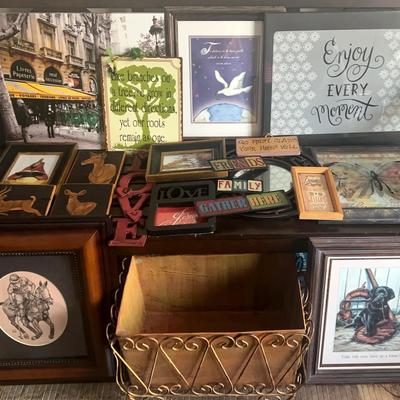 Collection of Wall Art & Metal Basket