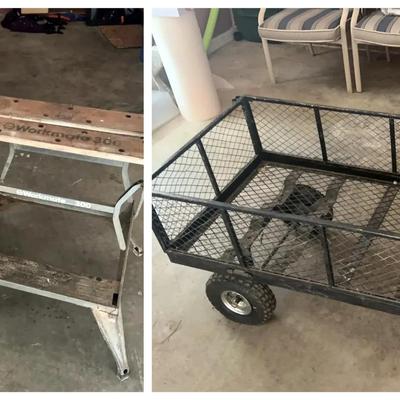 Heavy-Duty Metal Utility Wagon, Hand Truck, and Workmate 300 Bench