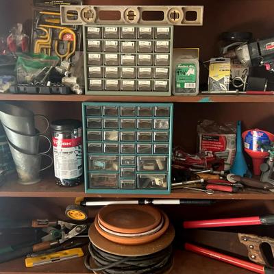 Collection of Tools, Hardware & Storage Organizers