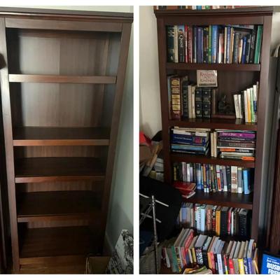 Matching Pair of Wood Bookcases with Five Shelves Each