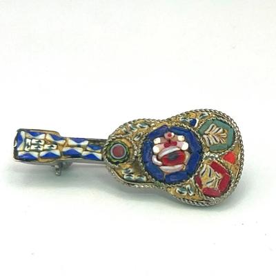 Vintage Micro Mosaic Guitar Brooch