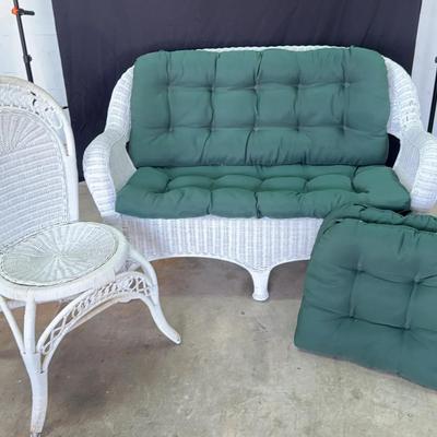 White Wicker Loveseat And Chair