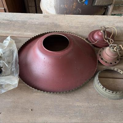 Antique Red Hanging Light Fixture - Missing Pieces