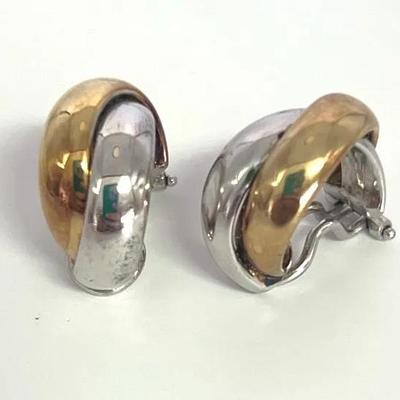 18k Gold  And White Gold Clip On Earrings 8.5g Total