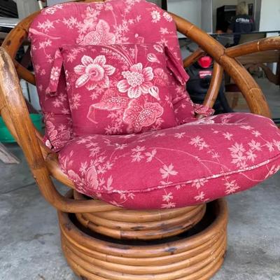 MCM Rattan Swivel Chair