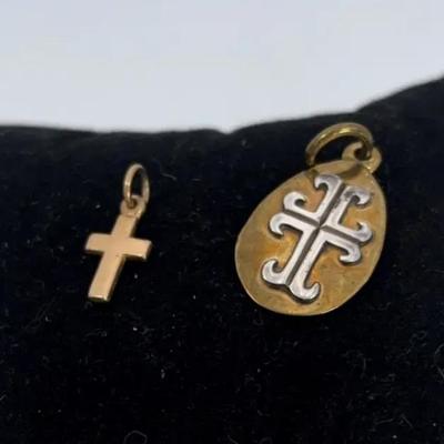 James Avery .51g Total 14k Cross Charm & Jeep Collins Charm 