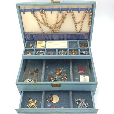 Vintage Costume Jewelry Lot With Jewelry Box