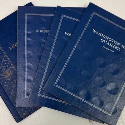 Vintage “Whitman and Harris” Blue Coin Folders - Lincoln, Jefferson, Washington