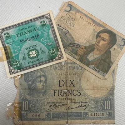 Vintage French Banknote (1928–1944) WWII Era and Allied Military Currency Description