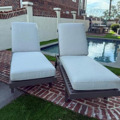 Sale Photo Thumbnail #2: Arhaus Outdoor Metal Loungers with Cushions

$1200 for pair
