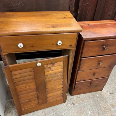 Kitchen Trash Bin Or Laundry Hamper Cabinet and Small Chest of Drawers
