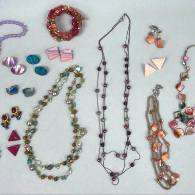 Lilac mauve and coral jewelry collection