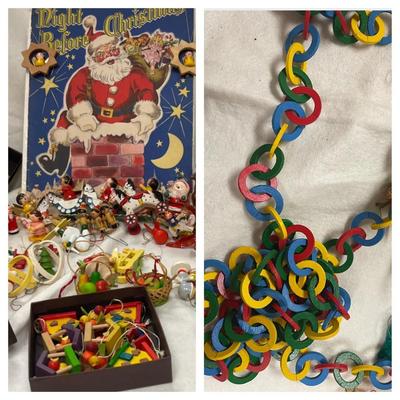 Nght before christmas book wooden ornaments and ring garland