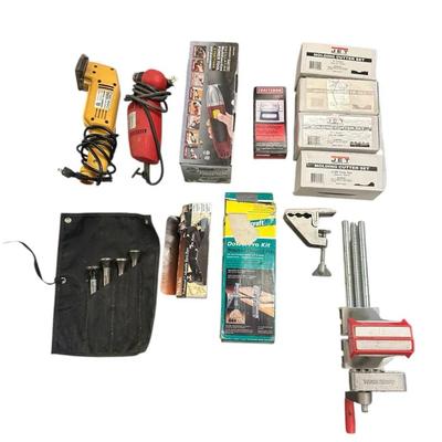Saws chisels, vise, clamp, molding cutters