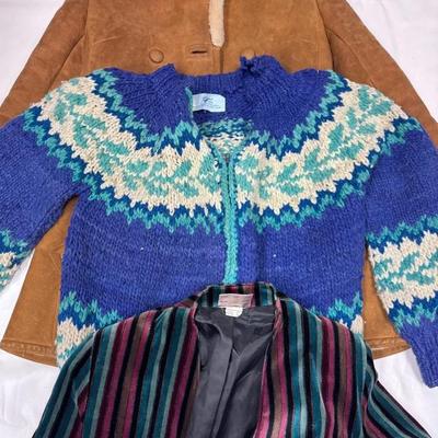 70 s apparel shearling coat, velvet and more!