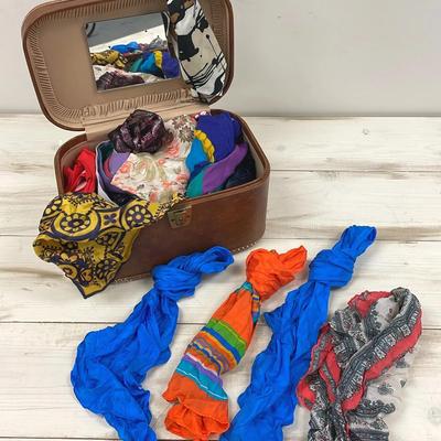 Vintage vanity case and scarf collection