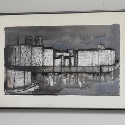 Cityscape drawing watercolor