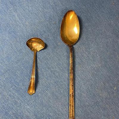 Danish sterling silver serving spoon and small sterling ladle
