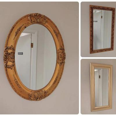 Faux gilded mirror trio