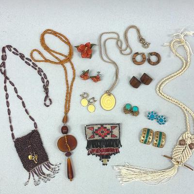 Leather bead and crafted costume jewelry
