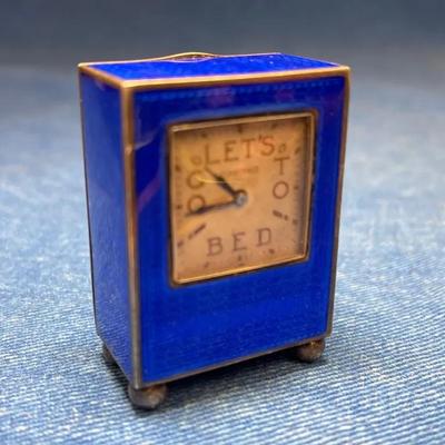 Guilloche constance silver and enamel tiny clock box