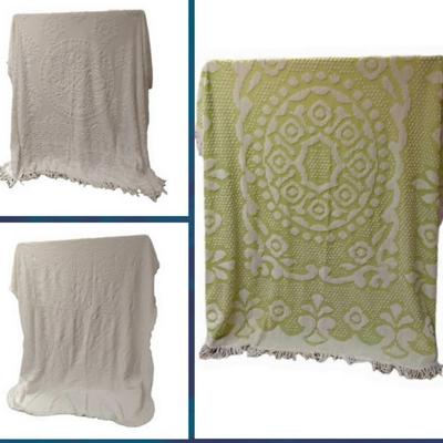 Trio of chenille bedspreads untreated, maybe cutter