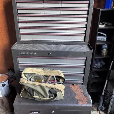 Fully stocked craftsman rolling tool chest cabinet as is
