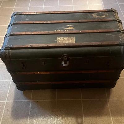 Antique Flat-Top Steamer Trunk
