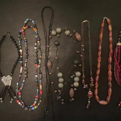 (10) Various Vintage & Boho Style Costume Jewelry Necklaces