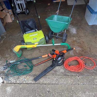 Garden Tool And Trimmers Lot - Fertilizer Spreader And Sunjoe Included 